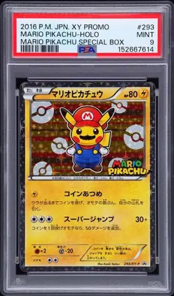 Pokemon Japanese Mario Pikachu XY Promo Holo #293 PSA 9 - Image 1