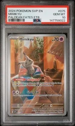 MIMIKYU 075 Pokemon SVP Paldean Fates ETB Black Star Promo PSA 10 GEM - Image 1
