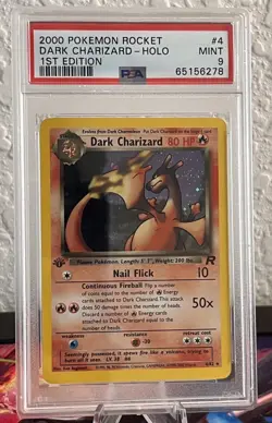 Pokemon TCG Dark Charizard 4/82 Team Rocket Holo 1st Edition PSA 9 - Image 1