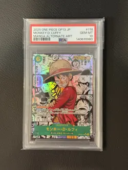 2025 ONE PIECE JP OP13-CARRYING ON HIS WILL #118 MONKEY D. LUFFY MANGA ALT PSA10 - Image 1