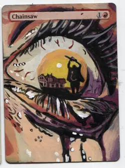 Chainsaw Altered Art Magic The Gathering MTG Hand Painted Card SEE DESCRIPTION - Image 1