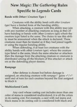 MTG Legends Rules Card Magic the Gathering Near Mint, English - Image 1