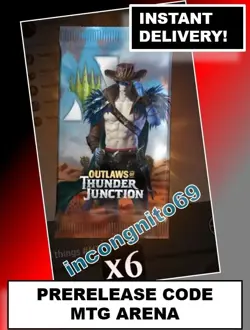 MAGIC MTG ARENA CODE CARD PRERELEASE 6 BOOSTER PACKS OUTLAWS THUNDER JUNCTION - Image 1