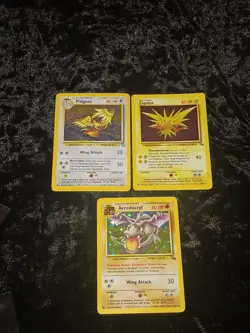 3× Pokemon Unlimited Jungle/Fossil Holo Rare Aerodactyl #1/Zapdos #15/Pidgeot #8 - Image 3