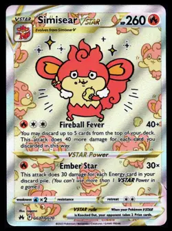 Simisear Vstar GG37/GG70 Crown Zenith Galarian Gallery Holo Pokemon TCG NM - Image 1
