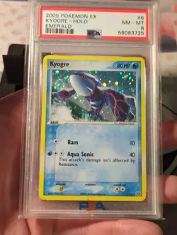 POKEMON EX EMERALD KYOGRE HOLO #6 PSA 8 2005 HUGE SWIRL - Image 4