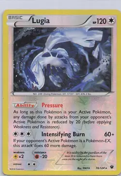Lugia 78/124 Rare Fates Collide Pokemon Reverse Holo Moderately Played - Image 1