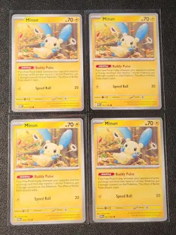 4x Minun 061/182 Pokemon card SV Paradox Rift common NM - Image 1