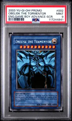 PSA 9 Yu-Gi-Oh Card Obelisk Mint 2003 GBI-002 Secret Rare Holo Promo English - Image 1
