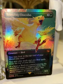MTG Final Fantasy Traveling Chocobo Foil Borderless #406 English Magic The - Image 1