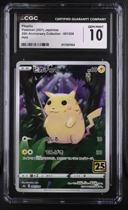 Pokemon Card CGC 10 Pikachu 25th Anniversary 001/028 - Image 1