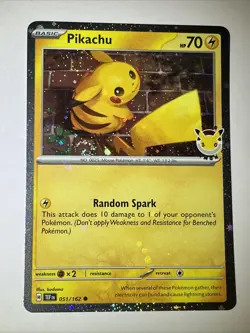 Pokemon Day 2026 Pikachu Promo Card 051/162 Stamped Cosmos Holos NM Swirl - Image 1