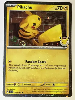 Pokemon Day 2026 Pikachu Promo Card 051/162 Stamped Cosmos Holos NM Swirl - Image 2