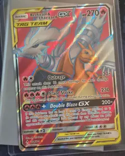 Pokemon Reshiram & Charizard GX TAG TEAM Full Art Ultra Rare Holo 194/214 - Image 1