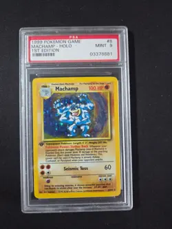 1999 Pokemon 1st Edition Machamp Holo #8 PSA 9 - Image 1