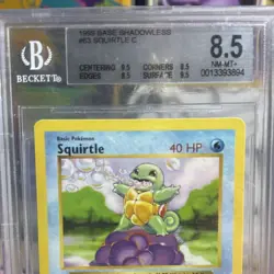 Pokemon Squirtle Base Set Shadowless 63/102 Beckett 8.5 1999 English - Image 3