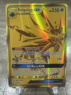 2017 PTCG Pokemon Sun/Moon Prism English Version Holo Ultra Solgaleo GX 173/156 - Image 1