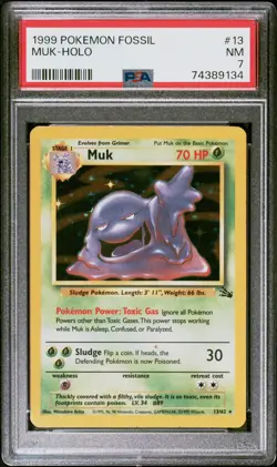 1999 Pokemon Fossil #13 MUK HOLO PSA 7 NM 13/62 FREAH SLAB!! - Image 1