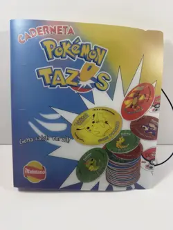 Pokemon Tazos Flippo Taps Pogs Portuguese Book Binder with tazos in - Image 1