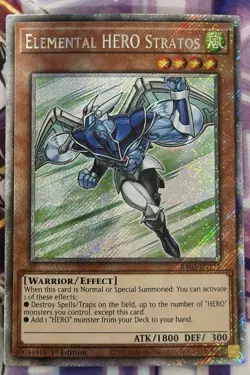 Yugioh Elemental Hero Stratos Platinum Secret Rare RA03 - Image 1