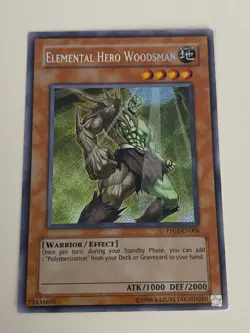 Yugioh - Elemental Hero Woodsman - Secret Rare NM - Free Holo Card - Image 1