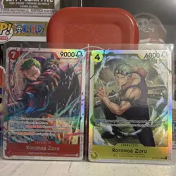 Roronoa Zoro EB04-007(Red) & OP15-113(Yellow) SR Lot of 2 One Piece TCG English - Image 1
