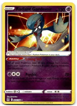 Radiant Gardevoir 069/196 Radiant Rare Lost Origin Pokemon Holo Near Mint - Image 1