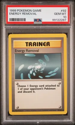 1999 POKEMON GAME #92 ENERGY REMOVAL PSA 10 - Image 1