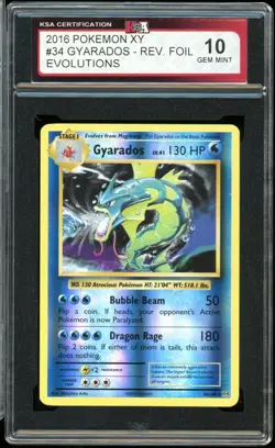 2016 Pokemon Evolutions #34 Gyarados Reverse Holo KSA 10 Gem Mint - Image 1