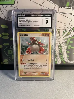 CGC 9 Pokemon English Groudon 102/101 2004 EX Hidden Legends Secret Rare Holo - Image 1