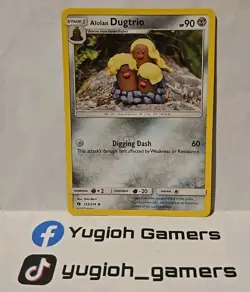 POKEMON ALOLAN DUGTRIO 123/214 NON HOLO LIGHT PLAYED - Image 1