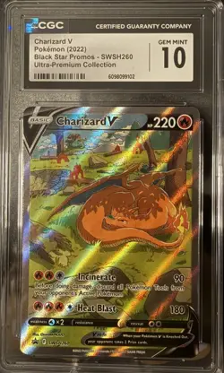 CGC Gem Mint 10 Charizard V SWSH260 Sword & Shield Black Star Promo Pokemon Card - Image 1