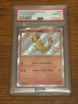 PSA 10 Charmander Shiny Rare 109/091 Pokemon Paldean Fates English Gem Mint - Image 1