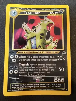 Tyranitar Holo 12/75 1st Edition Neo Discovery Pokemon Card LP - Image 1