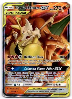 Charizard & Braixen GX 22/236 Holo GX Rare Cosmic Eclipse Pokemon Damaged - Image 1