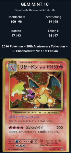 AOG 10 Charizard Glurak 20th Anniversary 1st Edition CP6 + 10 CP6 Holos Mint - Image 1
