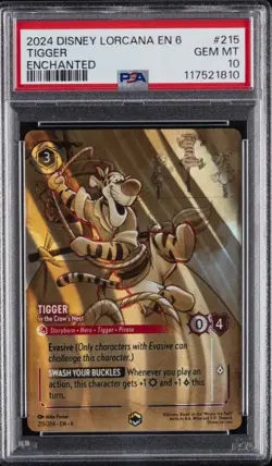 2024 DISNEY LORCANA AZURITE SEA ENCHANTED #215 TIGGER IN THE CROW'S NEST PSA 10 - Image 1