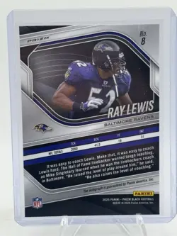 2025 Prizm Black Silver Prizm Ray Lewis Silver Auto Ravens hall of famer! RARE - Image 2