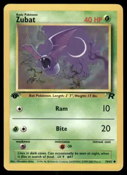 Pokemon Cards Zubat 70/82 1ST EDITION Team Rocket Common LP - Image 1