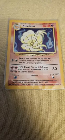 Pokemon TCG Ninetales Holo Rare Card Base Set 12/102, 1999 - Image 1