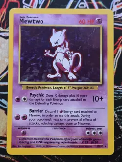 Pokemon TCG - Mewtwo 10/102 - Holo Rare - Base Set Unlimited 1999 WoTC Damaged - Image 1