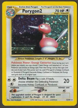 Pokemon Porygon2 12/64 Neo Revelation Holo Rare Unlimited Card NM WotC - Image 1