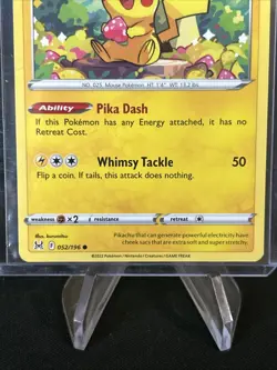 Pikachu 052/196 NM Non Holo Foil Adorable Heart Art Lost Origin Pokemon / New - Image 2