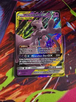 Pokemon Mewtwo & Mew GX 71/236 Sm-Unified Minds Ultra Rare TAG TEAM Holo 270 HP - Image 1