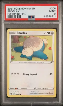 2021 Pokemon Sword & Shield Fusion Strike 206 Snorlax - PSA 9 - Image 1