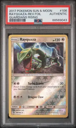 2017 Pokemon Guardians Rising 106 Rayquaza Reverse Holo PSA Verified Authentic - Image 1