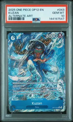 2025 ONE PIECE OP12-LEGACY OF THE MASTER ALTERNATE ART #043 KUZAN PSA 10 - Image 1