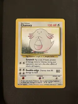 Pokemon TCG Chansey 3/102 Holo Rare - Base Set Unlimited - 1999 WOTC Vintage - Image 1