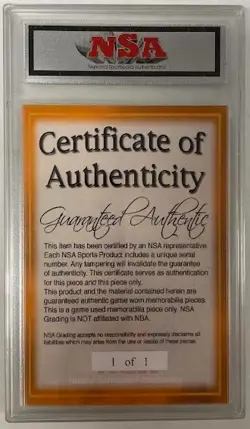 Michael Jordan Game Used Jersey Card 2010 National Sports Authenticators 1 of 1 - Image 2