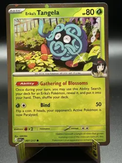 Pokemon Erika's Tangela ASC 007/217 Holo Basic Vine 80 HP 50 Attack Card W coin - Image 1
